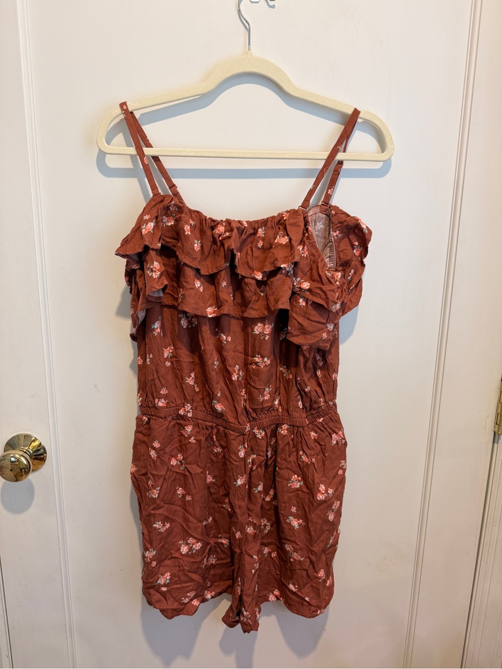 Arizona Jean Company Rust Floral Ruffle Romper